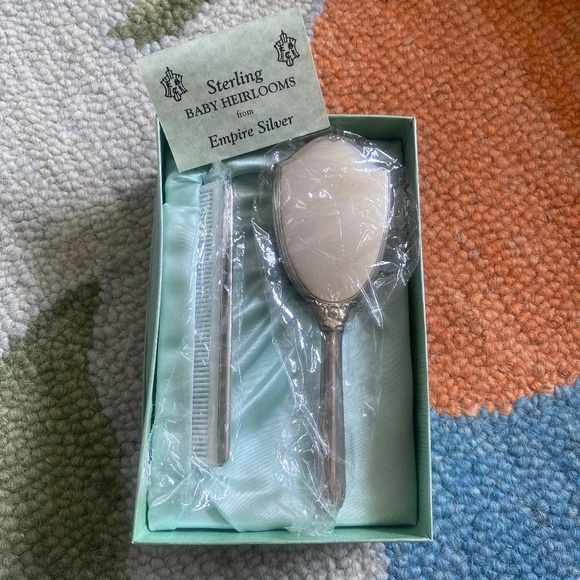 *AS IS* Empire Sterling Girls Comb & Brush Set Plain #2181